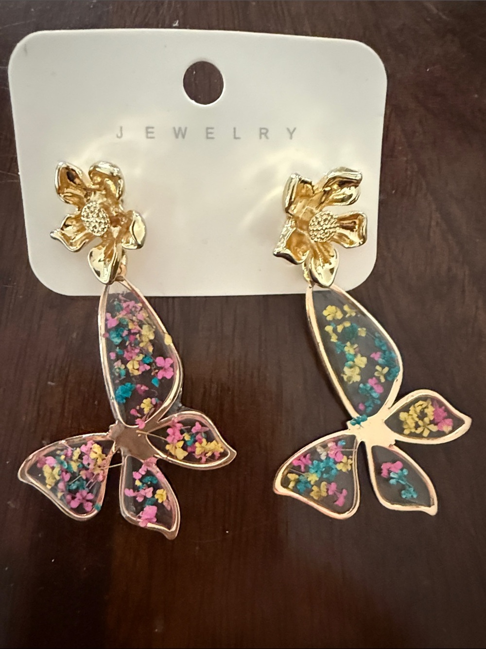 Trendy Mutlicolor Epoxy Resin Butterfly Earrings, Fashionable and Lightweight